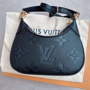 Authentic Louis Vuitton Bagatelle Bag in Black Monogram Empreinte Leather